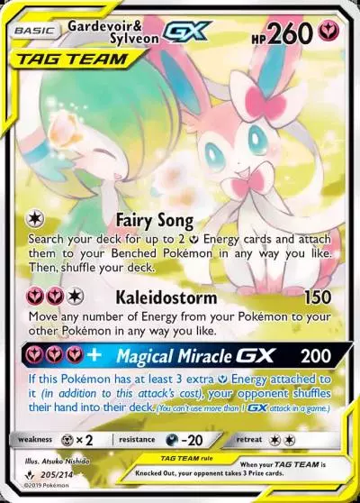 Gardevoir & Sylveon-GX 205/214 Unbroken Bonds Pokemon card