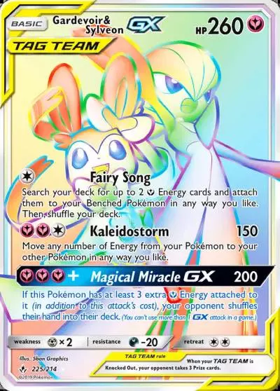 Gardevoir & Sylveon-GX 225/214 Unbroken Bonds Pokemon card