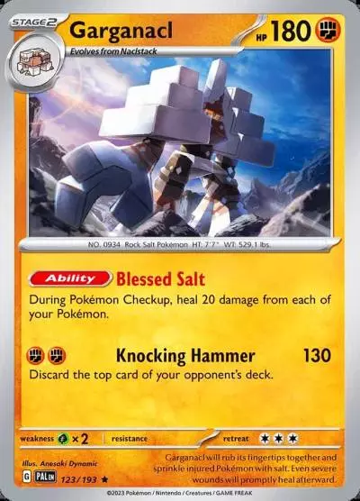 Garganacl 123/193 Paldea Evolved Pokemon card