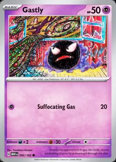 Gastly 92/165 151 Pokemon card