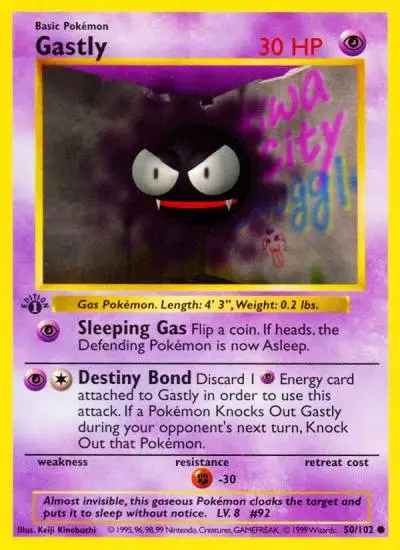 Gastly 50/102 Base Pokemon card