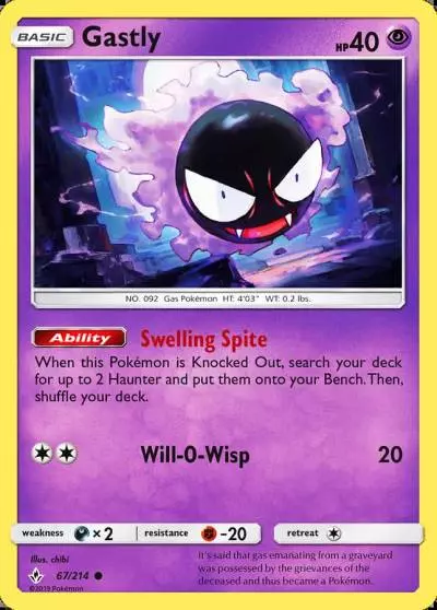 Gastly 67/214 Unbroken Bonds Pokemon card