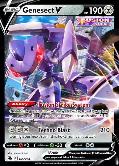Genesect V 185/264 Fusion Strike Pokemon card
