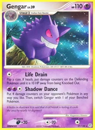 Gengar 27/130 Diamond & Pearl Pokemon card