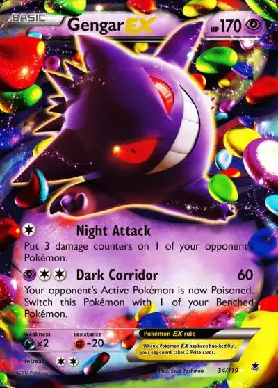 Gengar-EX 34/119 Phantom Forces Pokemon card