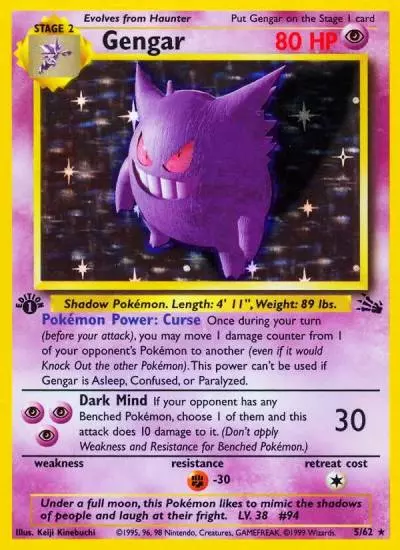 Gengar 5/62 Fossil Pokemon card