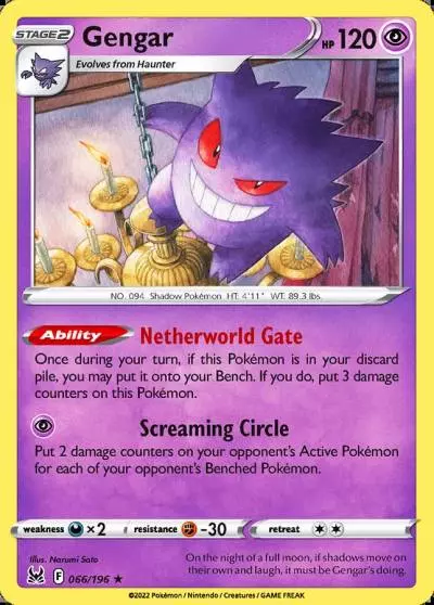 Gengar 66/196 Lost Origin Pokemon card