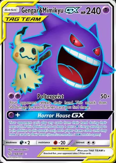 Gengar & Mimikyu-GX 164/181 Team Up Pokemon card