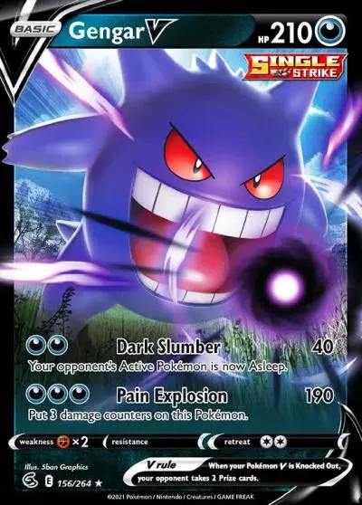 Gengar V 156/264 Fusion Strike Pokemon card