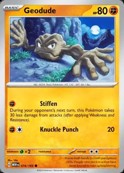 Geodude 74/165 151 Pokemon card