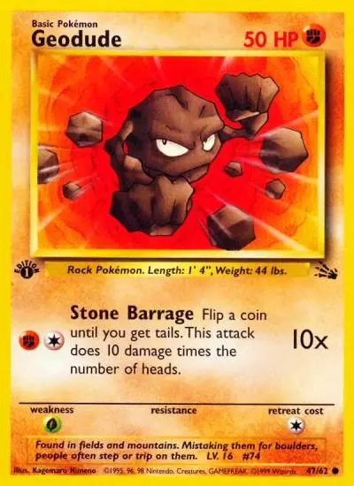 Geodude 47/62 Fossil Pokemon card