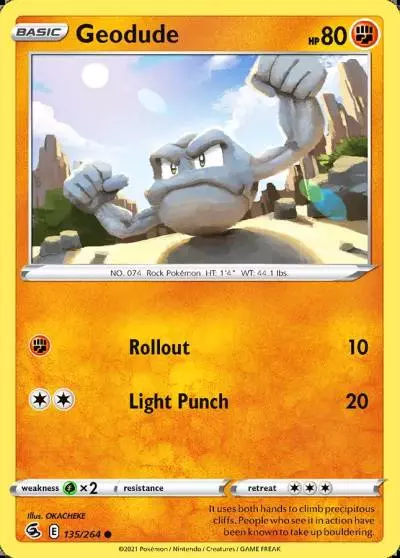 Geodude 135/264 Fusion Strike Pokemon card