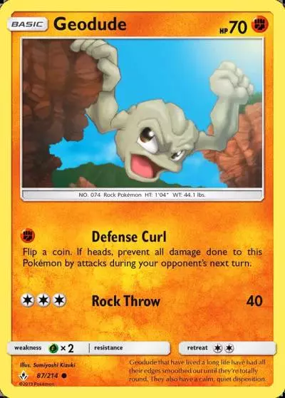 Geodude 87/214 Unbroken Bonds Pokemon card