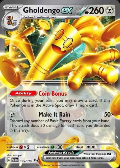 Gholdengo ex 139/182 Paradox Rift Pokemon card