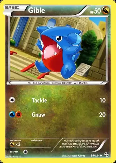 Gible 86/124 Dragons Exalted Pokemon card