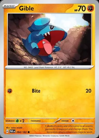 Gible 94/182 Paradox Rift Pokemon card