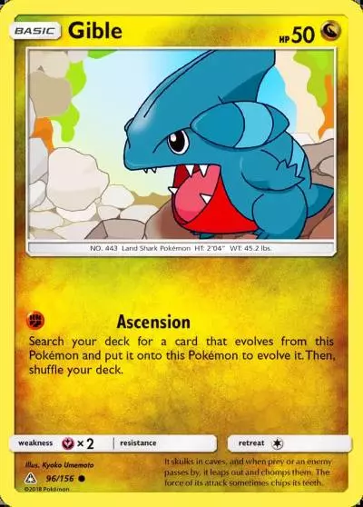 Gible 96/156 Ultra Prism Pokemon card