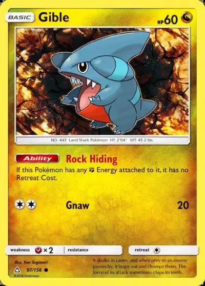 Gible 97/156 Ultra Prism Pokemon card