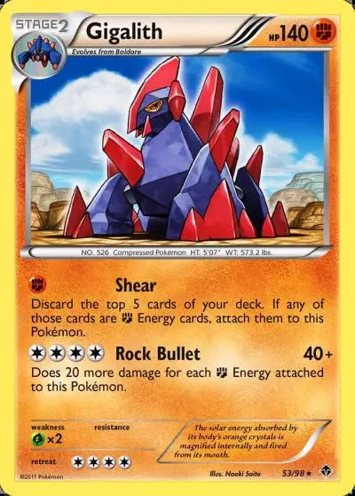 Gigalith 53/98 Emerging Powers Pokemon card