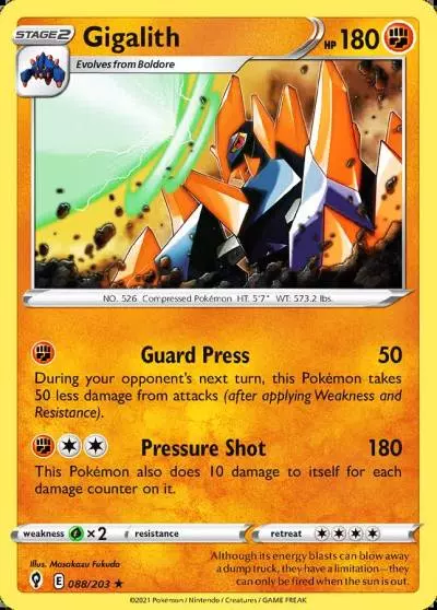Gigalith 88/203 Evolving Skies Pokemon card
