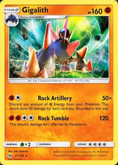 Gigalith 71/149 Sun & Moon Pokemon card