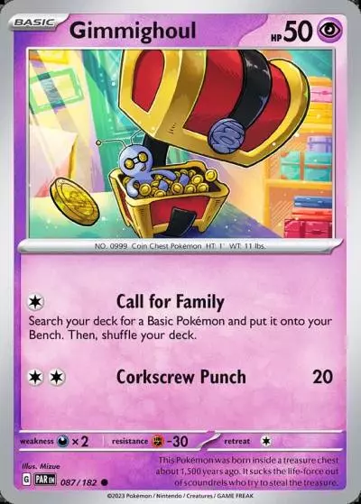 Gimmighoul 87/182 Paradox Rift Pokemon card