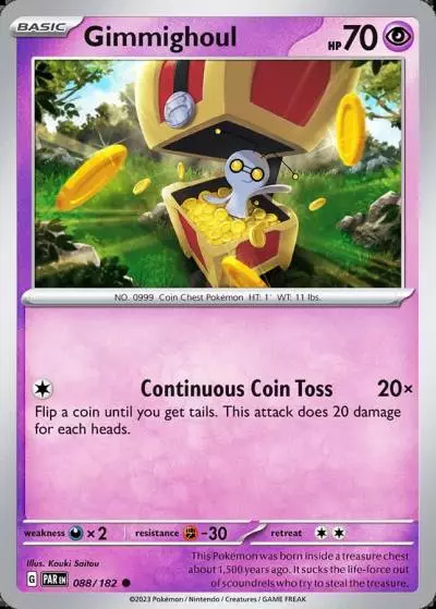 Gimmighoul 88/182 Paradox Rift Pokemon card
