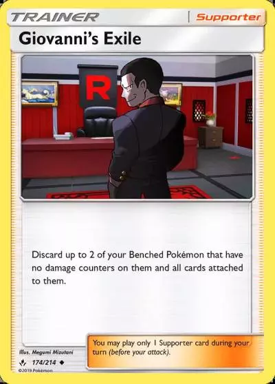 Giovanni's Exile 174/214 Unbroken Bonds Pokemon card