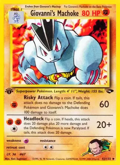 Giovanni's Machoke 42/132 Gym Challenge Pokemon card