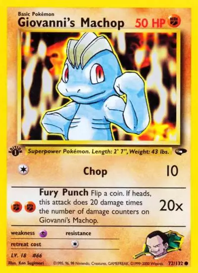 Giovanni's Machop 72/132 Gym Challenge Pokemon card