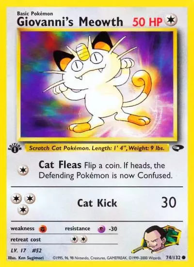 Giovanni's Meowth 74/132 Gym Challenge Pokemon card