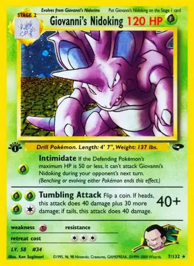 Giovanni's Nidoking 7/132 Gym Challenge Pokemon card