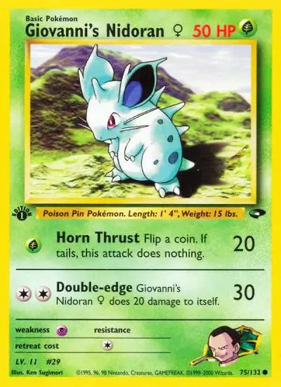 Giovanni's Nidoran ♀ 75/132 Gym Challenge Pokemon card