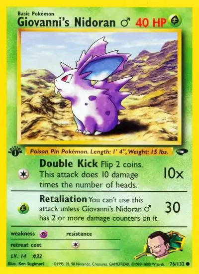 Giovanni's Nidoran ♂ 76/132 Gym Challenge Pokemon card