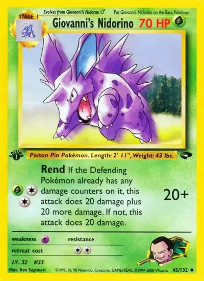 Giovanni's Nidorino 45/132 Gym Challenge Pokemon card
