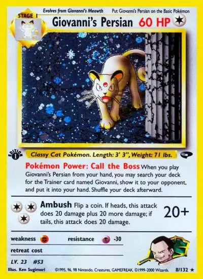 Giovanni's Persian 8/132 Gym Challenge Pokemon card