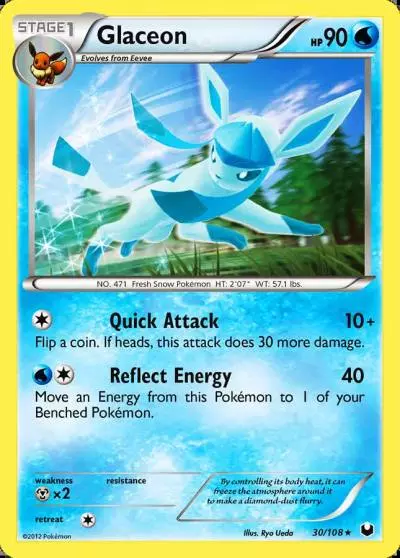 Glaceon 30/108 Dark Explorers Pokemon card