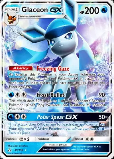 Glaceon-GX 39/156 Ultra Prism Pokemon card