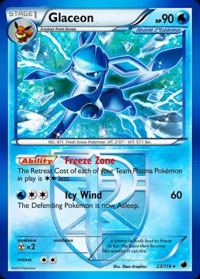 Glaceon 23/116 Plasma Freeze Pokemon card