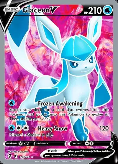 Glaceon V 174/203 Evolving Skies Pokemon card