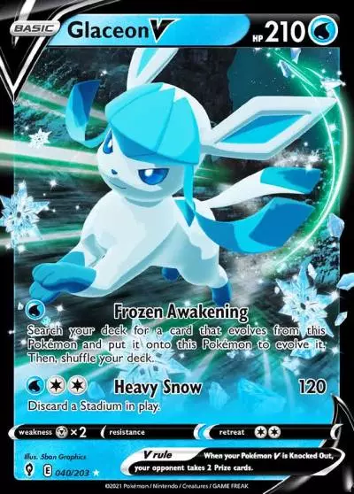 Glaceon V 40/203 Evolving Skies Pokemon card