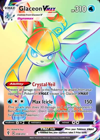 Glaceon VMAX 208/203 Evolving Skies Pokemon card