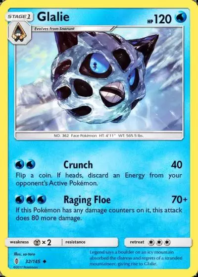Glalie 32/145 Guardians Rising Pokemon card