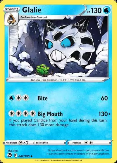 Glalie 42/195 Silver Tempest Pokemon card