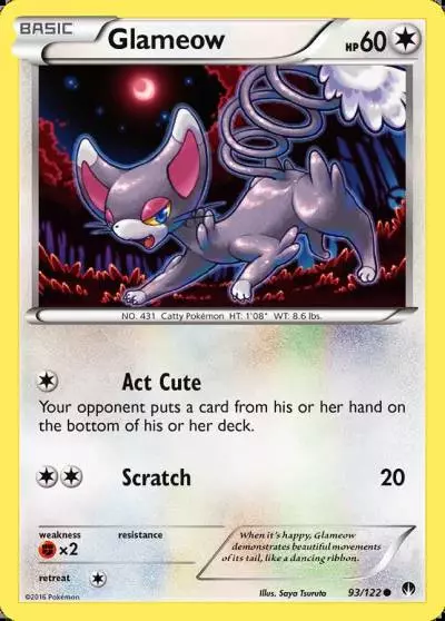 Glameow 93/122 BREAKpoint Pokemon card