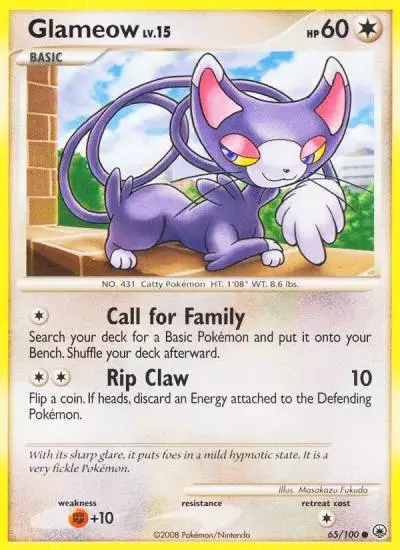 Glameow 65/100 Majestic Dawn Pokemon card