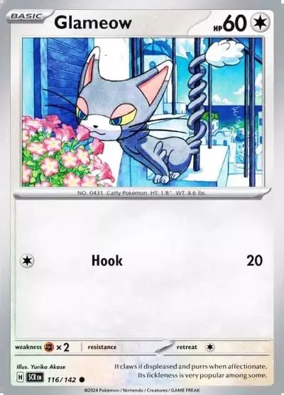Glameow 116/142 Stellar Crown Pokemon card