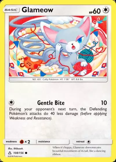 Glameow 108/156 Ultra Prism Pokemon card