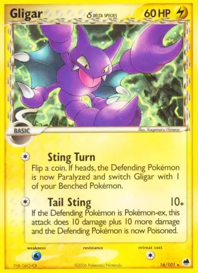 Gligar δ 16/101 Dragon Frontiers Pokemon card