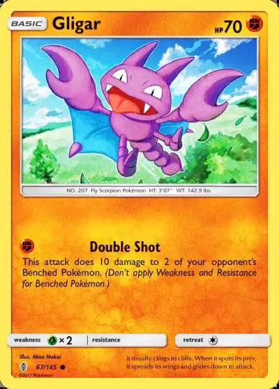 Gligar 67/145 Guardians Rising Pokemon card